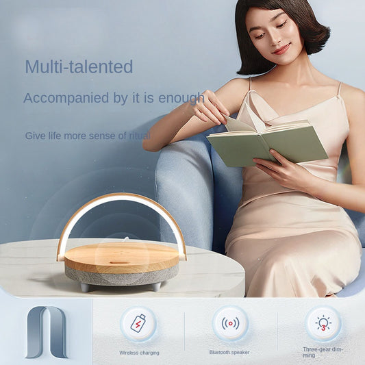 Minimalist Bedside Lamp with Wireless Charger & Bluetooth Speaker
